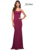 Picture of: Simple Elegant Long Jersey Dress with Scoop Neck in Burgundy, Style: 30541, Detail Picture 9