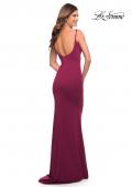 Picture of: Simple Elegant Long Jersey Dress with Scoop Neck in Burgundy, Style: 30541, Detail Picture 10