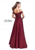 Picture of: Long A-line Prom Dress with Sheer Lace Beaded Bodice in Burgundy, Style: 25479, Back Picture
