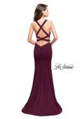 Picture of: Form Fitting Mermaid Prom Dress with Low V Open Back in Burgundy, Style: 25503, Back Picture