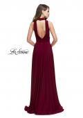 Picture of: A-line Prom Dress with Choker Neck Detail and Open Back in Burgundy, Style: 25568, Back Picture