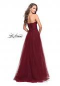 Picture of: Strapless A-line Ball Gown with Layered Tulle Skirt in Burgundy, Style: 25809, Back Picture