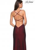 Picture of: Simple Long Jersey Dress with Slit and Ruching in Burgundy, Style: 27660, Back Picture