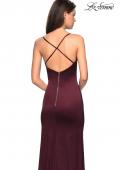 Picture of: Form Fitting Satin Prom Dress with Ruching in Burgundy, Style: 27782, Back Picture