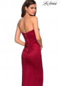 Picture of: Strapless Form Fitting Satin Dress with Side Leg Slit in Burgundy, Style: 27787, Back Picture