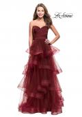 Picture of: Long Tulle Gown with Sweetheart Neckline in Burgundy, Style: 25430, Detail Picture 1