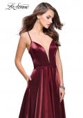 Picture of: Satin A-line Gown with Deep V Sweetheart Neckline in Burgundy, Style: 25670, Detail Picture 1
