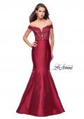 Picture of: Off the Shoulder Mikado Prom Dress with Lace and Beads in Burgundy, Style: 25926, Detail Picture 1