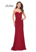 Picture of: Long Strapless Prom Gown with Beading and Low Back in Burgundy, Style: 26289, Detail Picture 1