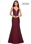 Picture of: Long Jersey Prom Gown with Open Strappy Back in Burgundy, Style: 27446, Detail Picture 1