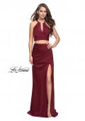 Picture of: Two Piece Jersey Prom Dress with Wrap Style Ruching in Burgundy, Style: 25731, Detail Picture 2