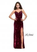 Picture of: Crushed Velvet Prom Dress with Lace Neckline in Burgundy, Style: 25881, Detail Picture 2