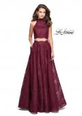 Picture of: Long Lace A-line Two Piece Prom Dress with Cut Outs in Burgundy, Style: 26103, Detail Picture 2