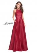 Picture of: Long A-line Beaded Mikado Prom Dress with Pockets in Burgundy, Style: 26162, Detail Picture 2