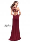 Picture of: Shimmering Prom Dress with Leg Slit and Open Back in Burgundy, Style: 26266, Detail Picture 2