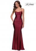 Picture of: On Trend Jersey Long Dress with Ruching on Bodice in Burgundy, Style 29873, Detail Picture 2