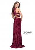 Picture of: Crush Velvet Two Piece Prom Dress with Slit in Burgundy, Style: 2543, Detail Picture 3