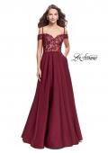 Picture of: Long A-line Prom Dress with Sheer Lace Beaded Bodice in Burgundy, Style: 25479, Detail Picture 3