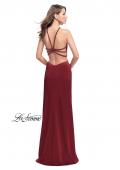 Picture of: Jersey Prom Dress with Beaded Straps and High Neckline in Burgundy, Style: 25698, Detail Picture 3
