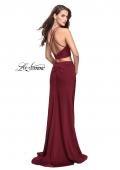 Picture of: Two Piece Jersey Prom Dress with Wrap Style Ruching in Burgundy, Style: 25731, Detail Picture 3