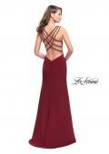 Picture of: Satin Prom Dress with Open Back and Beaded Straps in Burgundy, Style: 26167, Detail Picture 3