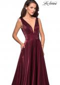 Picture of: Satin Prom Gown with beaded Bust and Pockets in Burgundy, Style: 27205, Detail Picture 3
