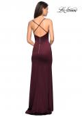 Picture of: Form Fitting Satin Prom Dress with Ruching in Burgundy, Style: 27782, Detail Picture 3