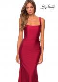 Picture of: Long Jersey Prom Dress with Full V-Shaped Back in Burgundy, Style: 28634, Detail Picture 3