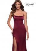 Picture of: Fitted Stretch Satin Dress with Scoop Back in Burgundy, Style 29945, Detail Picture 3