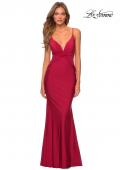 Picture of: Long Jersey Dress with Center Knot Detail in Burgundy, Style: 28581, Detail Picture 4