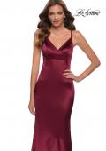 Picture of: Chic Long Stretch Satin Gown with V Neck and Back in Burgundy, Style 29960, Detail Picture 4