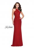 Picture of: Metallic Beaded Long Prom Dress with High Neck in Burgundy, Style: 26182, Detail Picture 5
