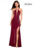Picture of: Long Prom Dress with High Neckline and Cut Outs in Burgundy, Style: 26963, Detail Picture 5