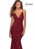 Picture of: Sequin Mermaid Prom Dress with Strappy Back in Burgundy, Style: 28519, Detail Picture 5