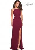 Picture of: Long Prom Dress with High Neck and Wrap Detail in Burgundy, Style: 27070, Detail Picture 6