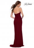 Picture of: Strapless Jersey Dress with Ruching and Skirt Slit in Burgundy, Style: 29489, Style: 29489