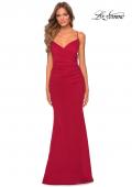 Picture of: Fitted Jersey Long Dress with Lace Up Back in Burgundy, Style: 28541, Detail Picture 7