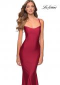 Picture of: Form Fitting Prom Dress with Dramatic Lace Up Back in Burgundy, Style: 28568, Detail Picture 7