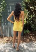 Picture of: Embellished Strappy Back Mini Dress in Buttercup, Style 33933, Detail Picture 8