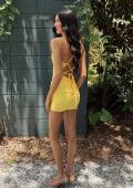Picture of: Embellished Strappy Back Mini Dress in Buttercup, Style 33933, Detail Picture 9