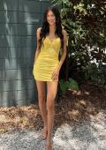Picture of: Embellished Strappy Back Mini Dress in Buttercup, Style 33933, Detail Picture 7