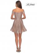 Picture of: Sequin Off The Shoulder Short Homecoming Dress in Champagne, Style: 28155, Detail Picture 4