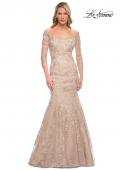 Picture of: Long Lace Mermaid Gown with Off the Shoulder Top in Pink, Style: 30164, Main Picture