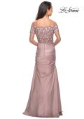 Picture of: Satin Off the Shoulder Dress with Beaded Sleeves, Style: 25996, Detail Picture 9