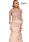 Picture of: Satin and Lace Off the Shoulder Mermaid Gown in Pink, Style: 30162, Detail Picture 11