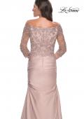 Picture of: Mermaid Satin Dress with Gathering and Off the Shoulder Top in Champagne, Style: 30853, Detail Picture 14