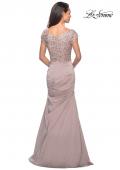Picture of: Long Jersey Dress with Embellished Ruched Top in Champagne, Style: 26806, Back Picture
