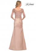 Picture of: Satin and Lace Off the Shoulder Mermaid Gown in Pink, Style: 30162, Back Picture