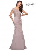 Picture of: Long Jersey Dress with Embellished Ruched Top in Champagne, Style: 26806, Detail Picture 1