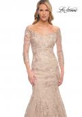 Picture of: Long Lace Mermaid Gown with Off the Shoulder Top in Pink, Style: 30164, Detail Picture 1